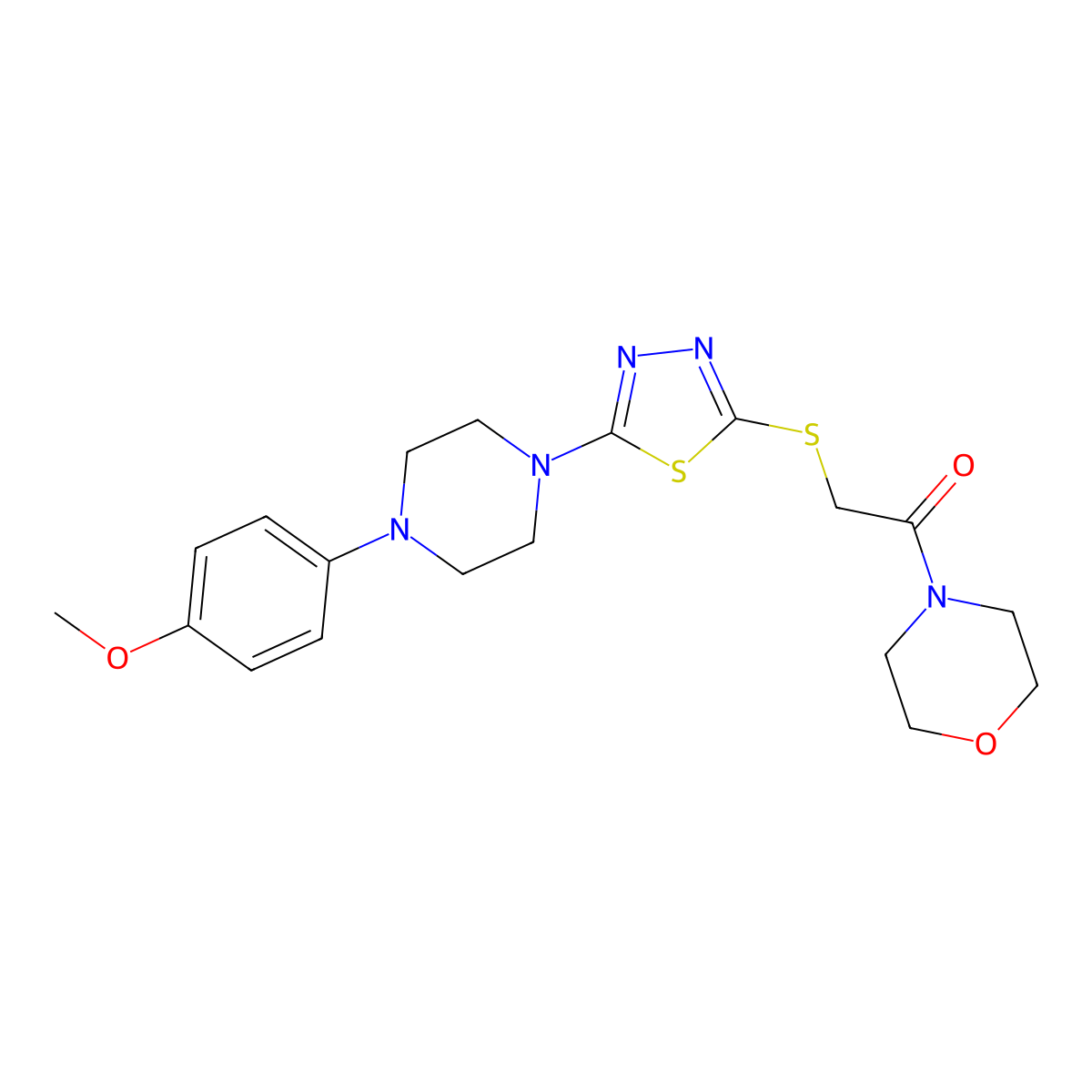 2-((5-(4-(4-Methoxyphenyl)piperazin-1-yl)-1,3,4-thiadiazol-2-yl)thio)-1-morpholinoethanone molecular structure, CAS 1105224-87-0