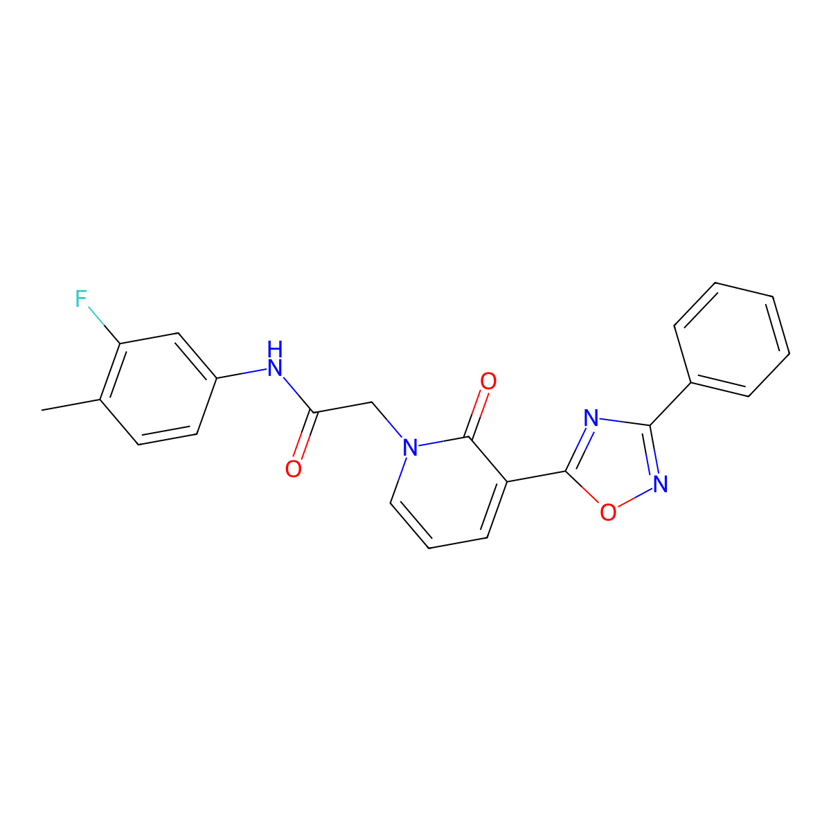 N-(3-fluoro-4-methylphenyl)-2-[2-oxo-3-(3-phenyl-1,2,4-oxadiazol-5-yl)pyridin-1(2H)-yl]acetamide molecular structure, CAS 1105224-89-2