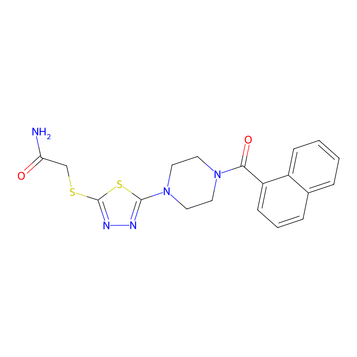 2-((5-(4-(1-Naphthoyl)piperazin-1-yl)-1,3,4-thiadiazol-2-yl)thio)acetamide molecular structure, CAS 1105224-93-8