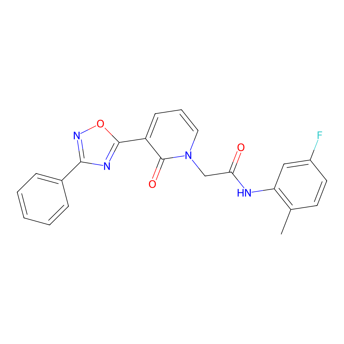 N-(5-fluoro-2-methylphenyl)-2-[2-oxo-3-(3-phenyl-1,2,4-oxadiazol-5-yl)pyridin-1(2H)-yl]acetamide molecular structure, CAS 1105224-94-9