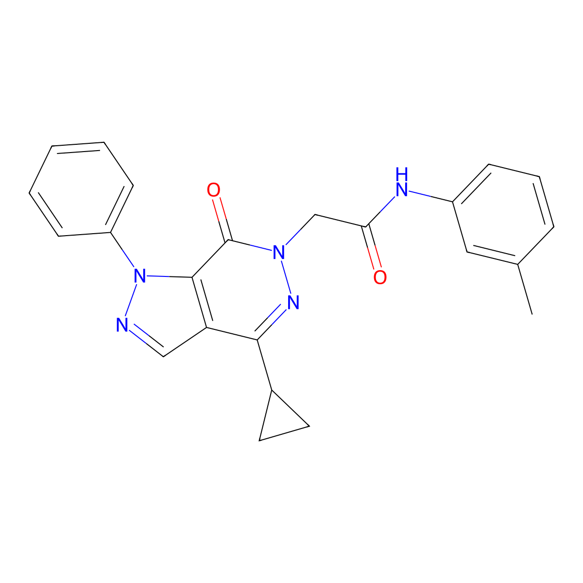 2-(4-cyclopropyl-7-oxo-1-phenyl-1H-pyrazolo[3,4-d]pyridazin-6(7H)-yl)-N-(m-tolyl)acetamide molecular structure, CAS 1105224-96-1