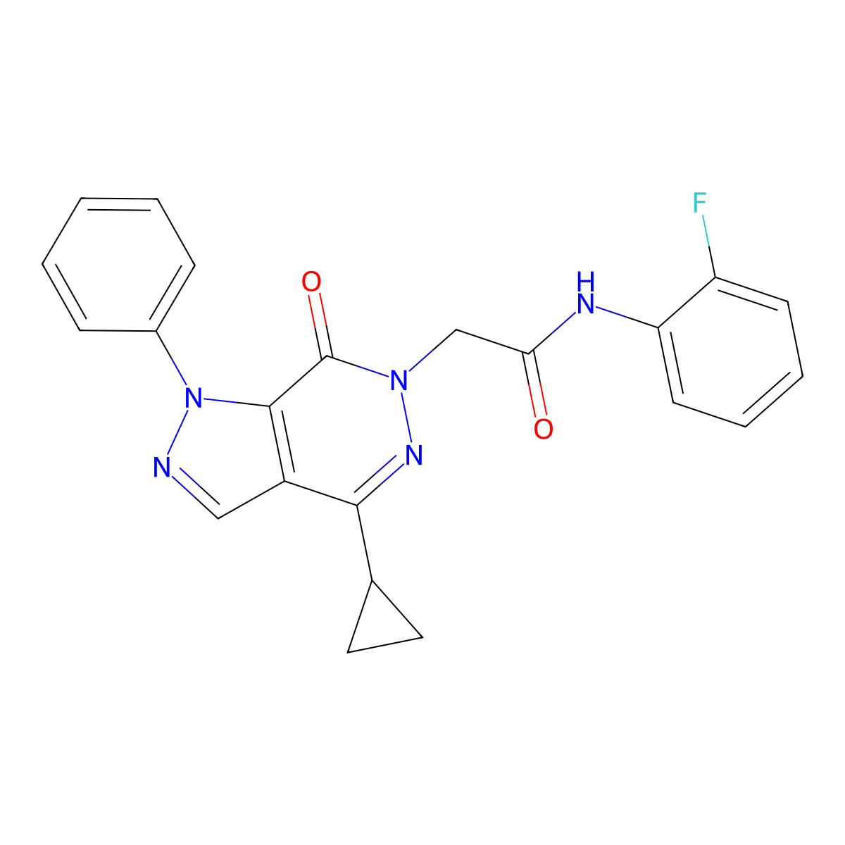 2-(4-cyclopropyl-7-oxo-1-phenyl-1H-pyrazolo[3,4-d]pyridazin-6(7H)-yl)-N-(2-fluorophenyl)acetamide molecular structure, CAS 1105225-01-1