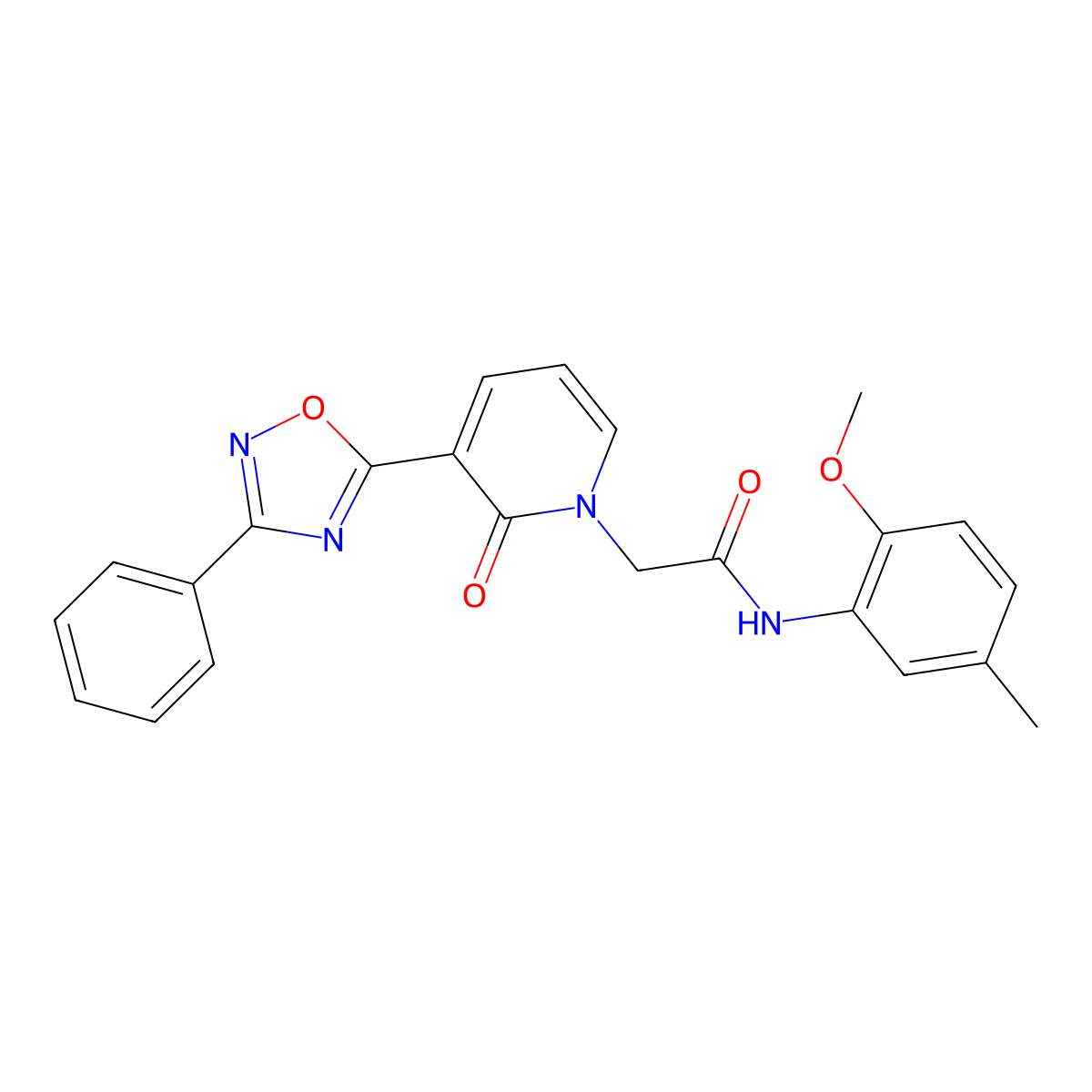 N-(2-methoxy-5-methylphenyl)-2-[2-oxo-3-(3-phenyl-1,2,4-oxadiazol-5-yl)pyridin-1(2H)-yl]acetamide molecular structure, CAS 1105225-04-4