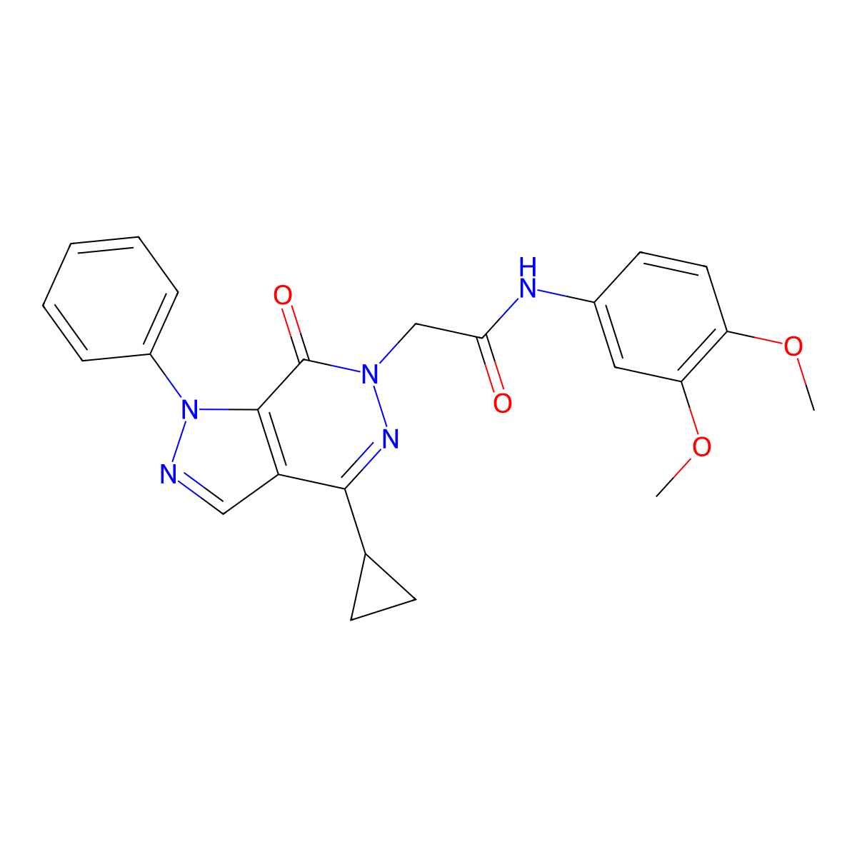 2-(4-cyclopropyl-7-oxo-1-phenyl-1H-pyrazolo[3,4-d]pyridazin-6(7H)-yl)-N-(3,4-dimethoxyphenyl)acetamide molecular structure, CAS 1105225-11-3