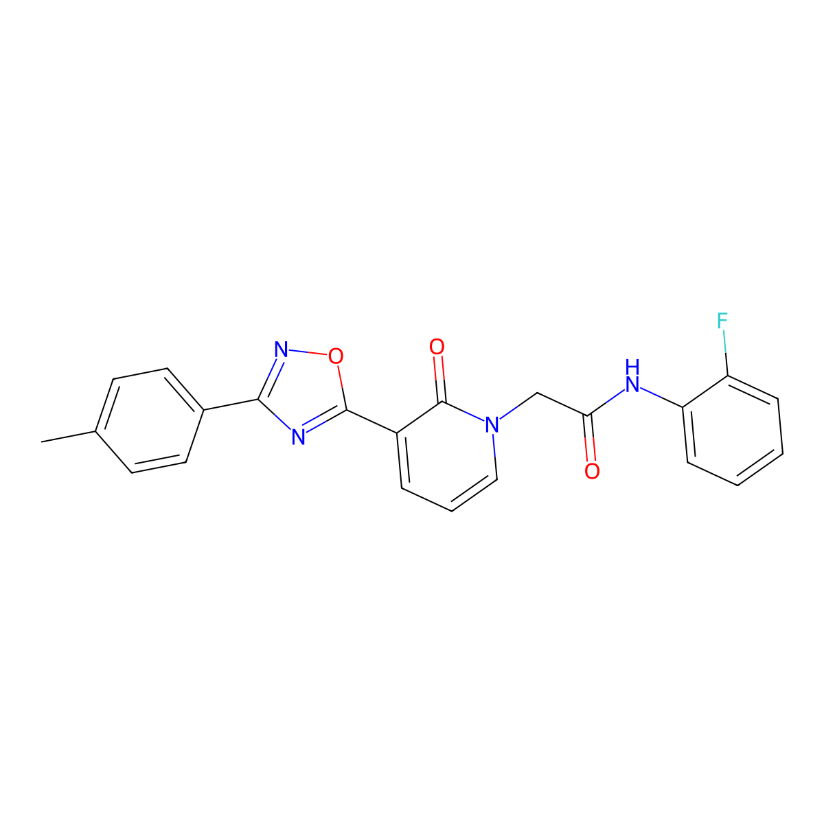 N-(2-fluorophenyl)-2-[3-[3-(4-methylphenyl)-1,2,4-oxadiazol-5-yl]-2-oxopyridin-1(2H)-yl]acetamide molecular structure, CAS 1105225-15-7