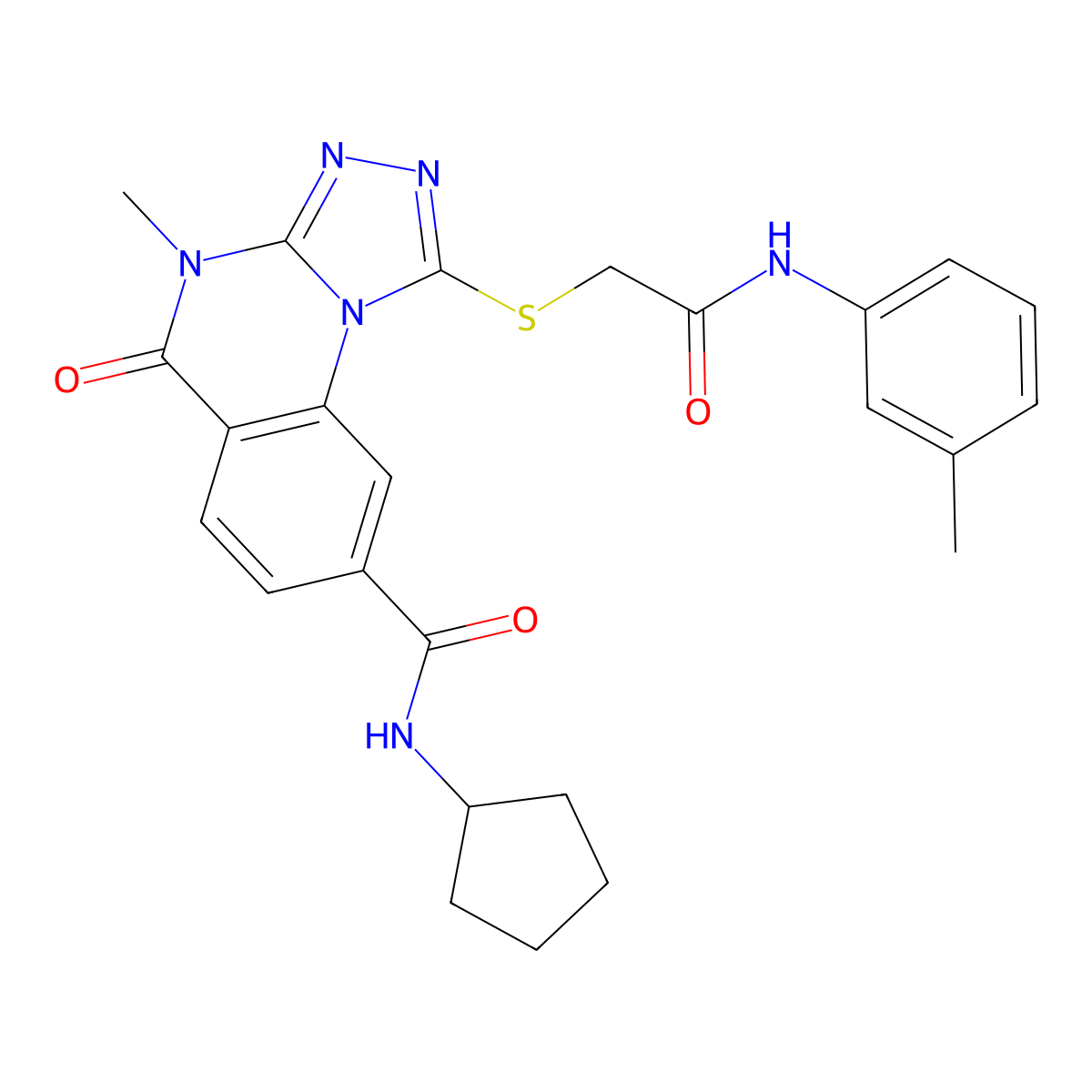 N-cyclopentyl-4-methyl-1-({[(3-methylphenyl)carbamoyl]methyl}sulfanyl)-5-oxo-4H,5H-[1,2,4]triazolo[4,3-a]quinazoline-8-carboxamide molecular structure, CAS 1105225-16-8
