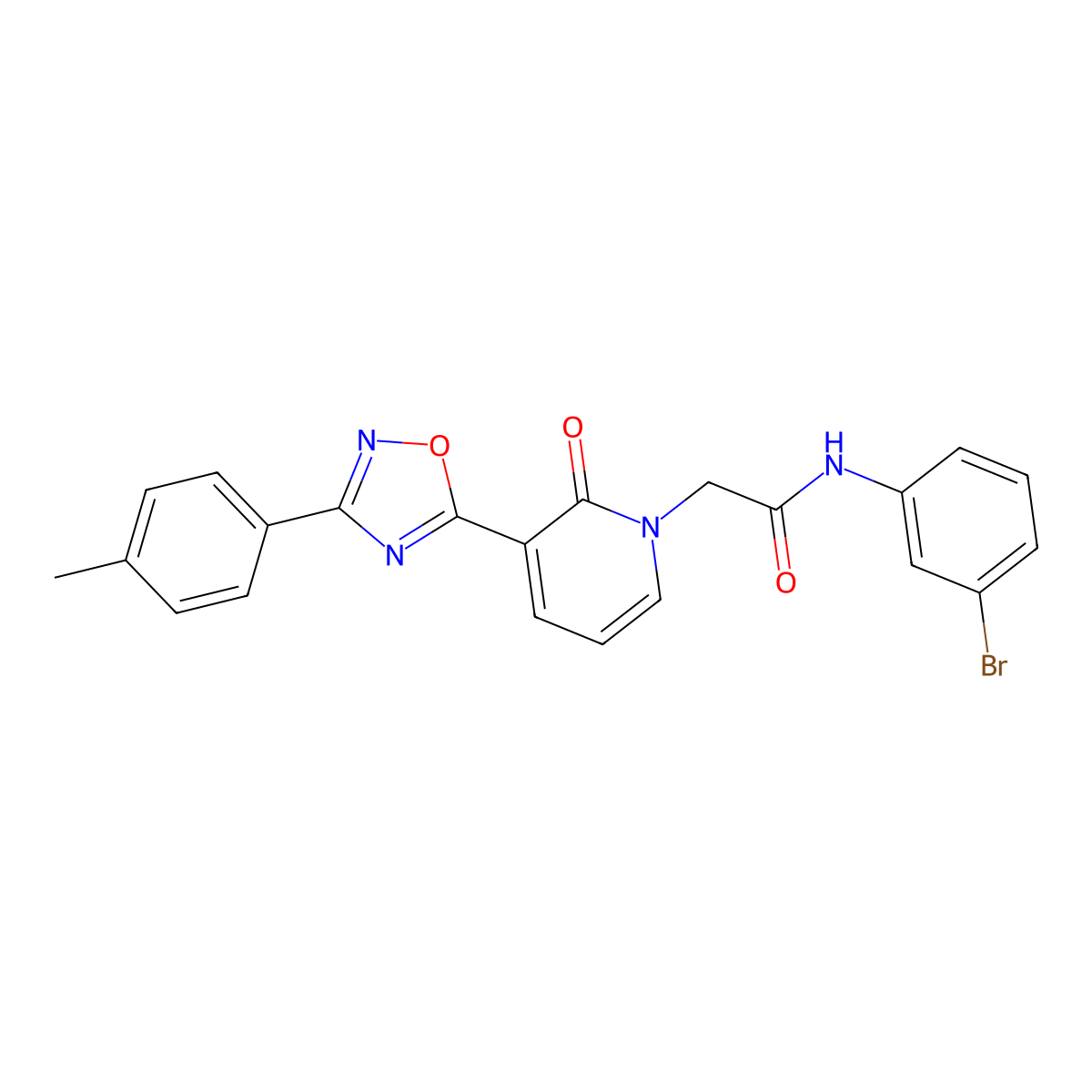 N-(3-bromophenyl)-2-[3-[3-(4-methylphenyl)-1,2,4-oxadiazol-5-yl]-2-oxopyridin-1(2H)-yl]acetamide molecular structure, CAS 1105225-21-5