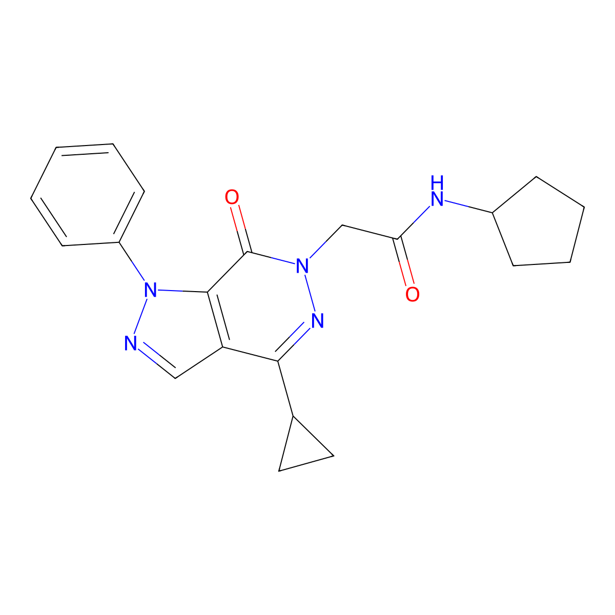 N-cyclopentyl-2-{4-cyclopropyl-7-oxo-1-phenyl-1H,6H,7H-pyrazolo[3,4-d]pyridazin-6-yl}acetamide molecular structure, CAS 1105225-23-7