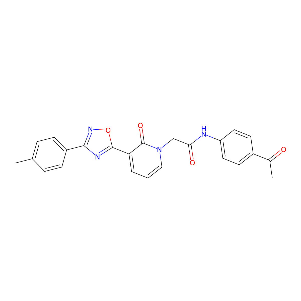 N-(4-acetylphenyl)-2-[3-[3-(4-methylphenyl)-1,2,4-oxadiazol-5-yl]-2-oxopyridin-1(2H)-yl]acetamide molecular structure, CAS 1105225-27-1