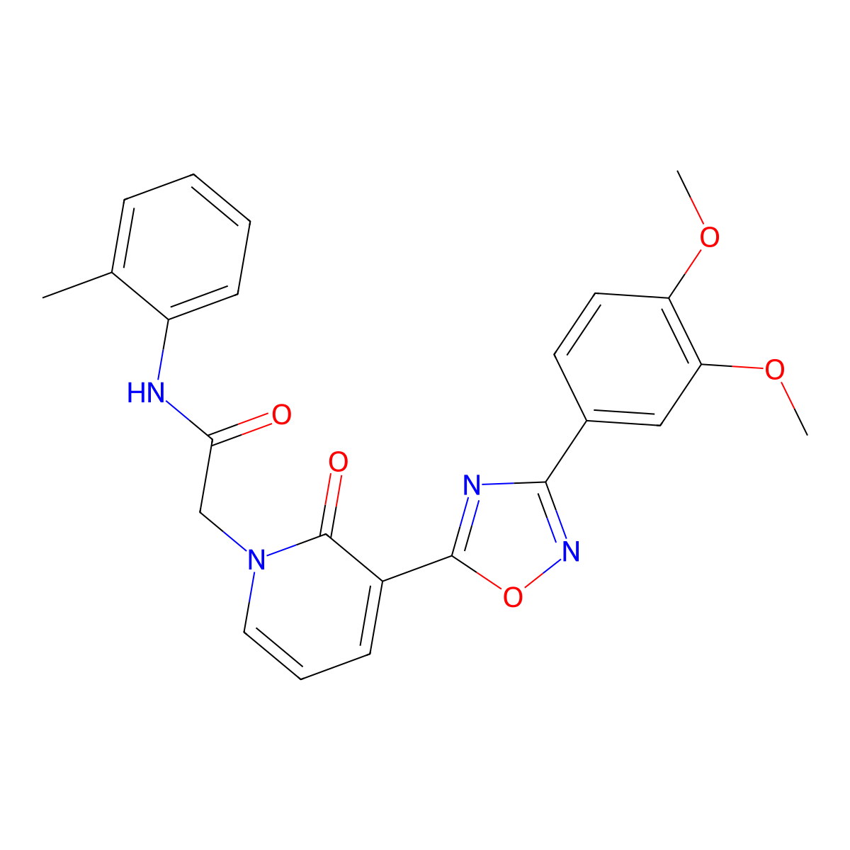 2-(3-(3-(3,4-dimethoxyphenyl)-1,2,4-oxadiazol-5-yl)-2-oxopyridin-1(2H)-yl)-N-(o-tolyl)acetamide molecular structure, CAS 1105225-39-5