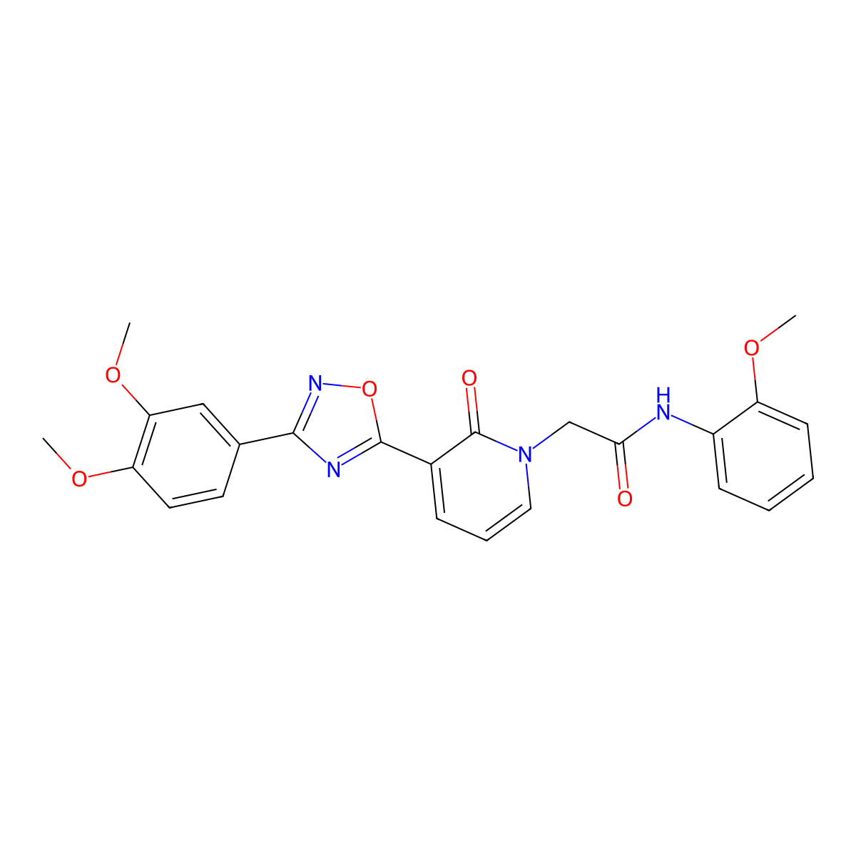2-(3-(3-(3,4-dimethoxyphenyl)-1,2,4-oxadiazol-5-yl)-2-oxopyridin-1(2H)-yl)-N-(2-methoxyphenyl)acetamide molecular structure, CAS 1105225-44-2