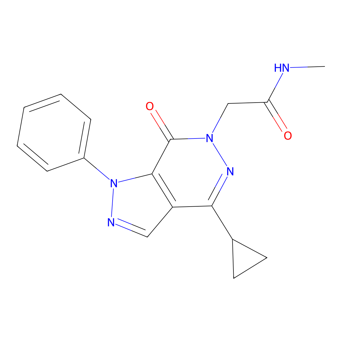 2-(4-cyclopropyl-7-oxo-1-phenyl-1H-pyrazolo[3,4-d]pyridazin-6(7H)-yl)-N-methylacetamide molecular structure, CAS 1105225-50-0