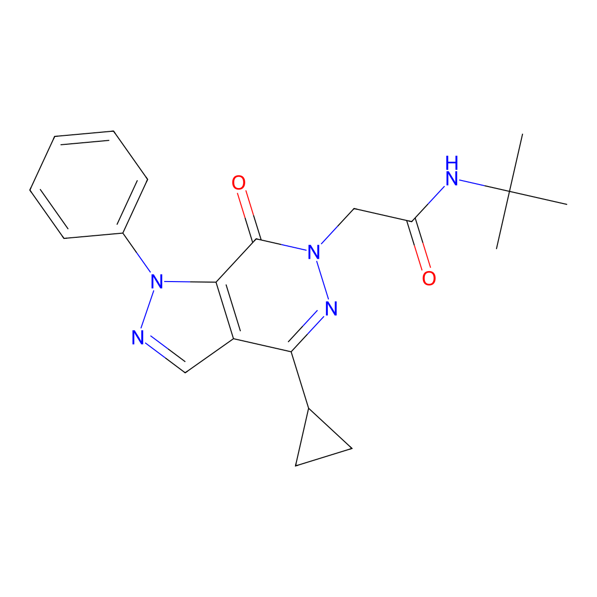 N-tert-butyl-2-{4-cyclopropyl-7-oxo-1-phenyl-1H,6H,7H-pyrazolo[3,4-d]pyridazin-6-yl}acetamide molecular structure, CAS 1105225-55-5