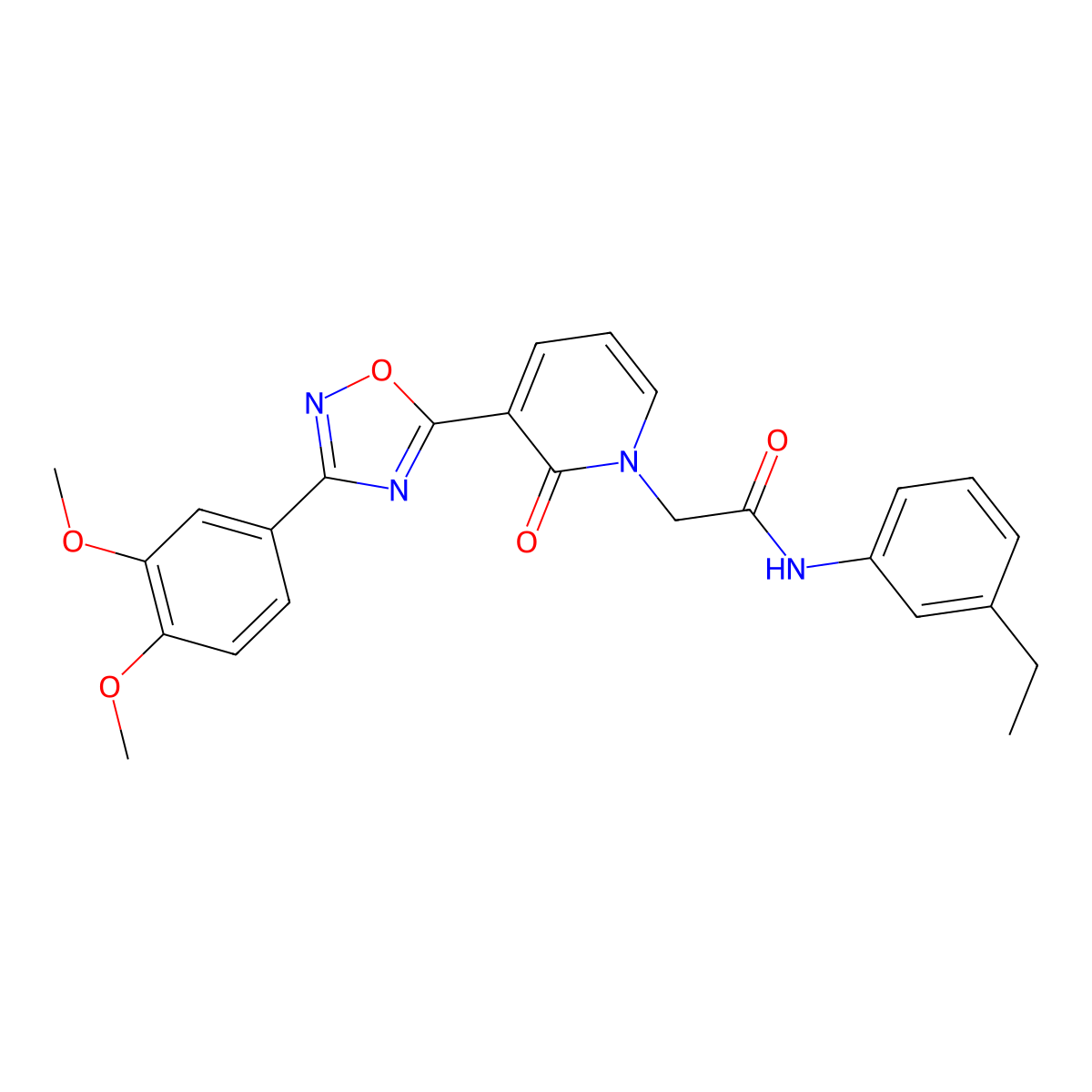 2-(3-(3-(3,4-dimethoxyphenyl)-1,2,4-oxadiazol-5-yl)-2-oxopyridin-1(2H)-yl)-N-(3-ethylphenyl)acetamide molecular structure, CAS 1105225-59-9