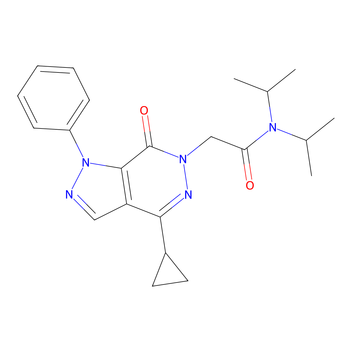 2-(4-cyclopropyl-7-oxo-1-phenyl-1H-pyrazolo[3,4-d]pyridazin-6(7H)-yl)-N,N-diisopropylacetamide molecular structure, CAS 1105225-60-2