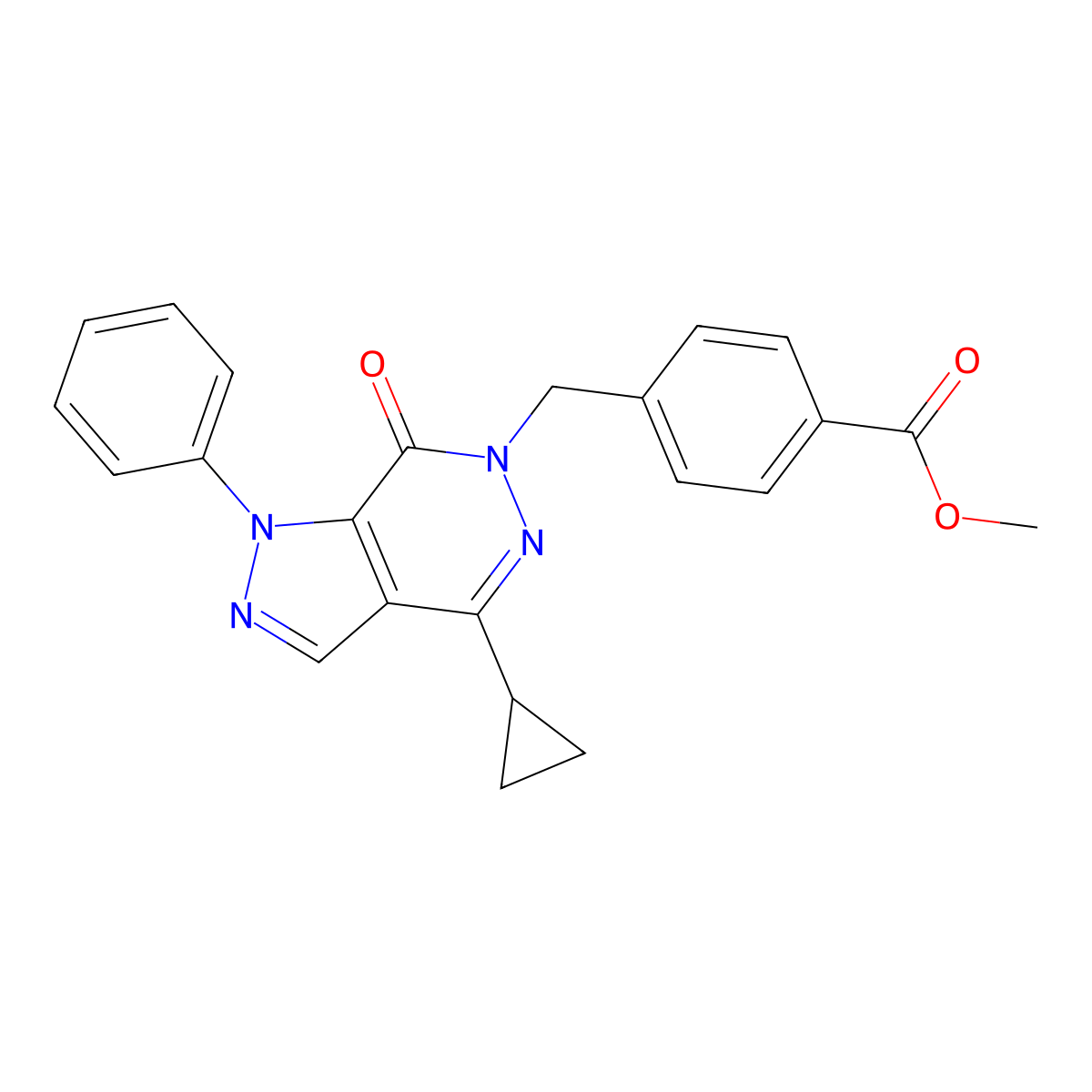 methyl 4-((4-cyclopropyl-7-oxo-1-phenyl-1H-pyrazolo[3,4-d]pyridazin-6(7H)-yl)methyl)benzoate molecular structure, CAS 1105225-65-7