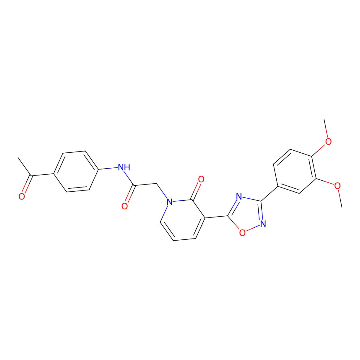 N-(4-acetylphenyl)-2-(3-(3-(3,4-dimethoxyphenyl)-1,2,4-oxadiazol-5-yl)-2-oxopyridin-1(2H)-yl)acetamide molecular structure, CAS 1105225-69-1
