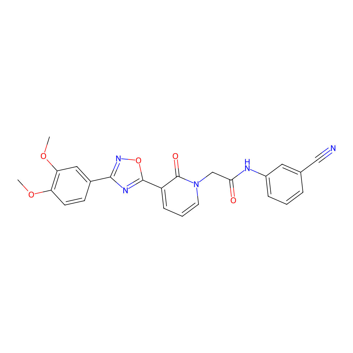 N-(3-cyanophenyl)-2-(3-(3-(3,4-dimethoxyphenyl)-1,2,4-oxadiazol-5-yl)-2-oxopyridin-1(2H)-yl)acetamide molecular structure, CAS 1105225-73-7