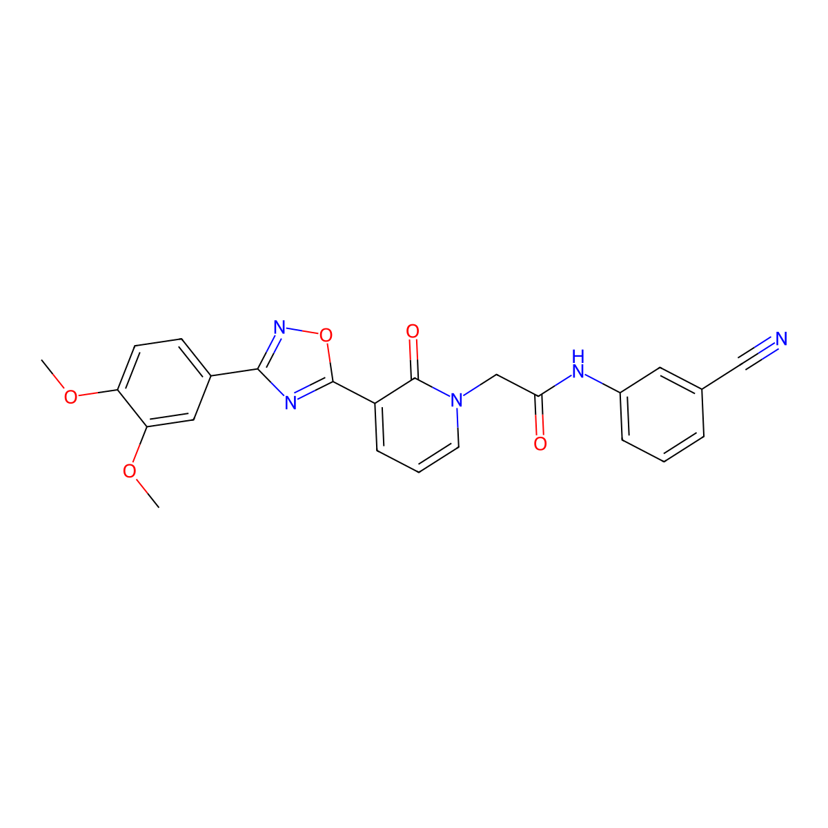 N-(3-cyanophenyl)-2-(3-(3-(3,4-dimethoxyphenyl)-1,2,4-oxadiazol-5-yl)-2-oxopyridin-1(2H)-yl)acetamide molecular structure, CAS 1105225-73-7