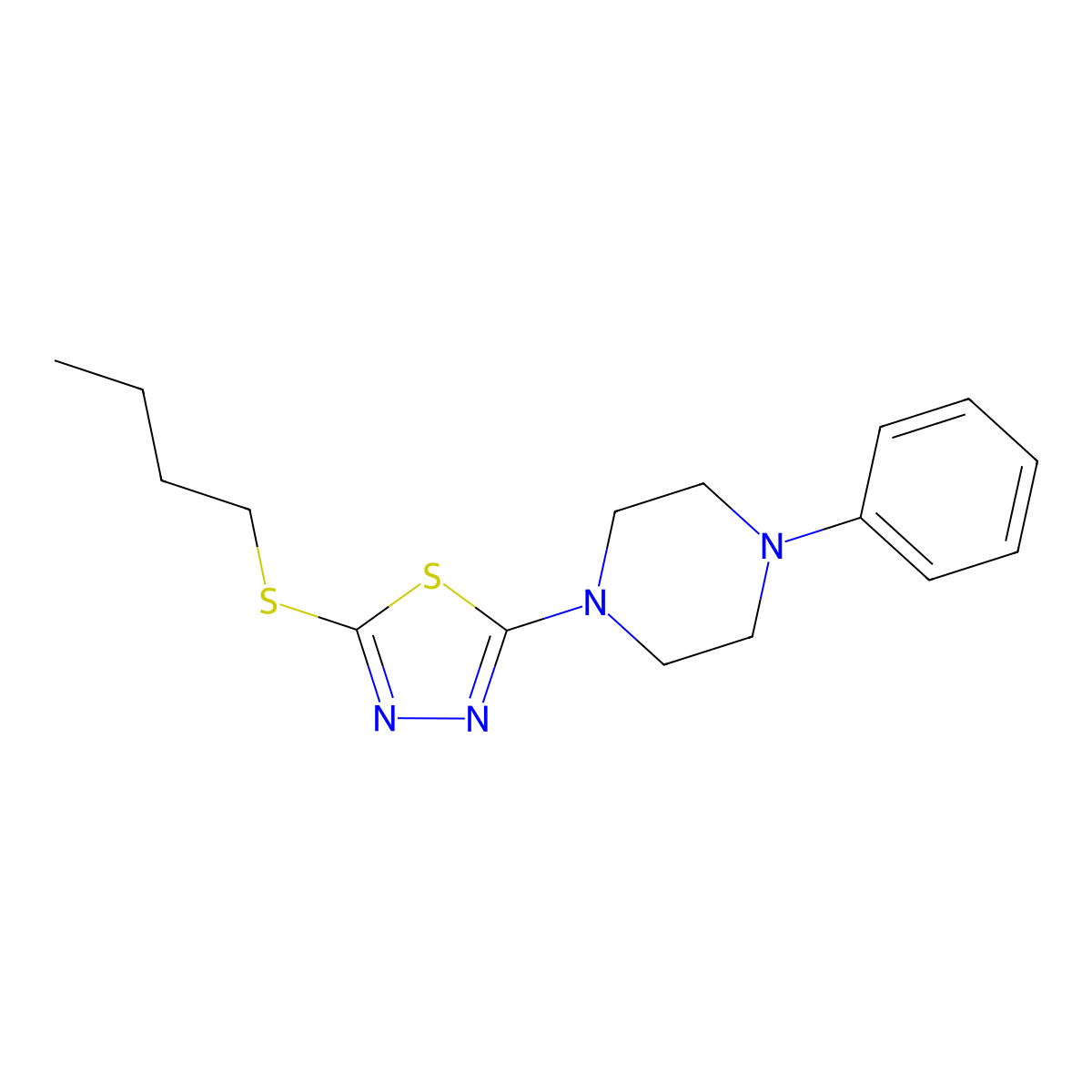 2-(Butylthio)-5-(4-phenylpiperazin-1-yl)-1,3,4-thiadiazole molecular structure, CAS 1105225-75-9