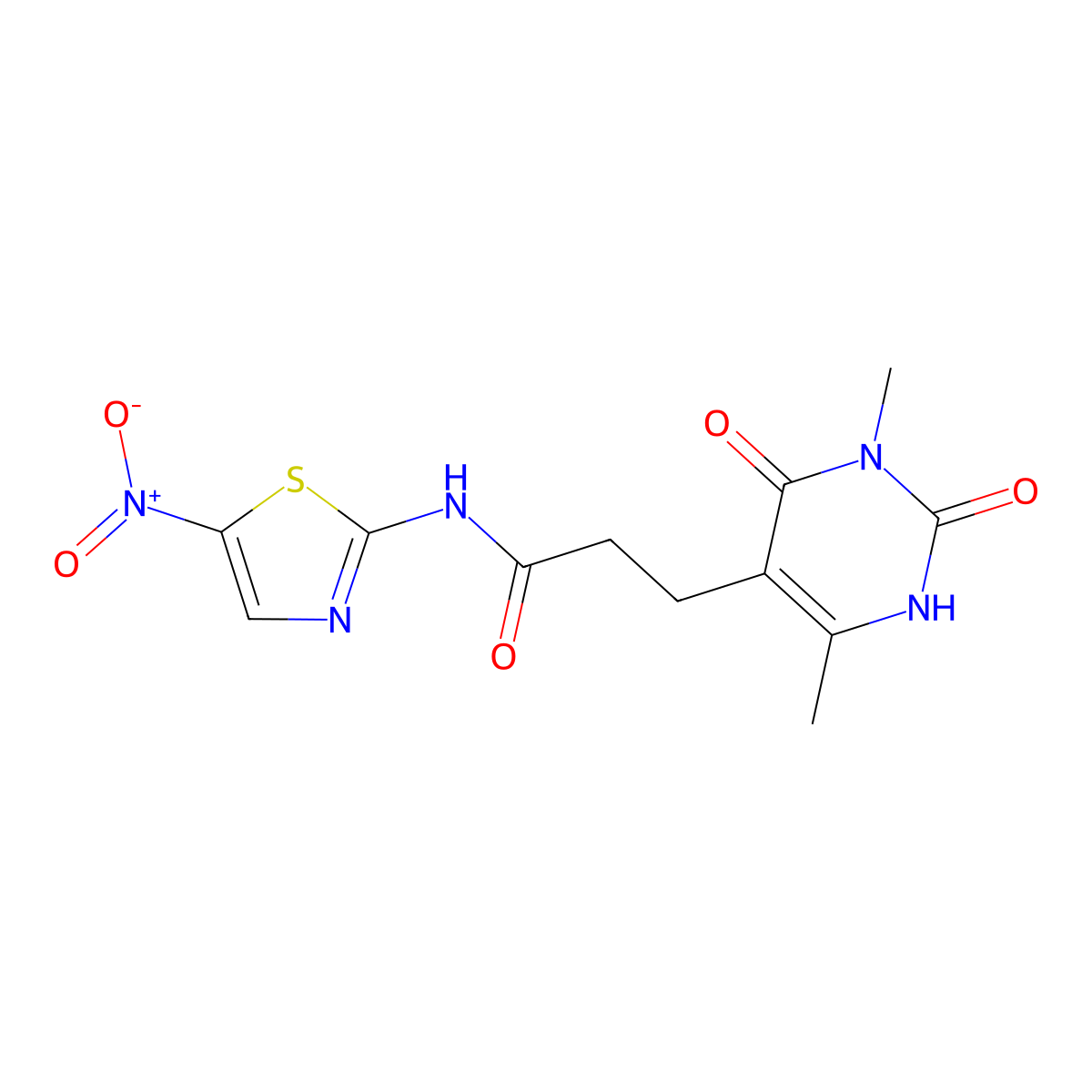3-(3,6-dimethyl-2,4-dioxo-1,2,3,4-tetrahydropyrimidin-5-yl)-N-(5-nitrothiazol-2-yl)propanamide molecular structure, CAS 1105225-76-0
