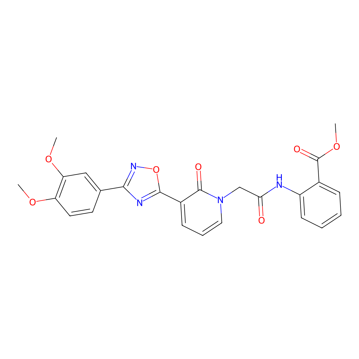 methyl 2-({[3-[3-(3,4-dimethoxyphenyl)-1,2,4-oxadiazol-5-yl]-2-oxopyridin-1(2H)-yl]acetyl}amino)benzoate molecular structure, CAS 1105225-78-2