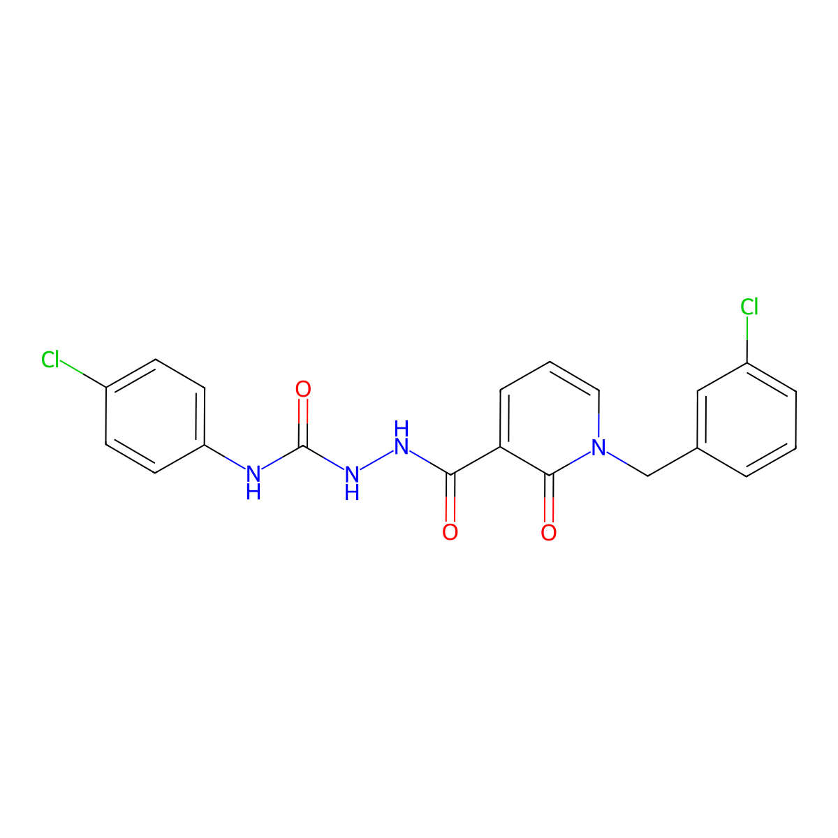 2-(1-(3-chlorobenzyl)-2-oxo-1,2-dihydropyridine-3-carbonyl)-N-(4-chlorophenyl)hydrazinecarboxamide molecular structure, CAS 1105225-79-3
