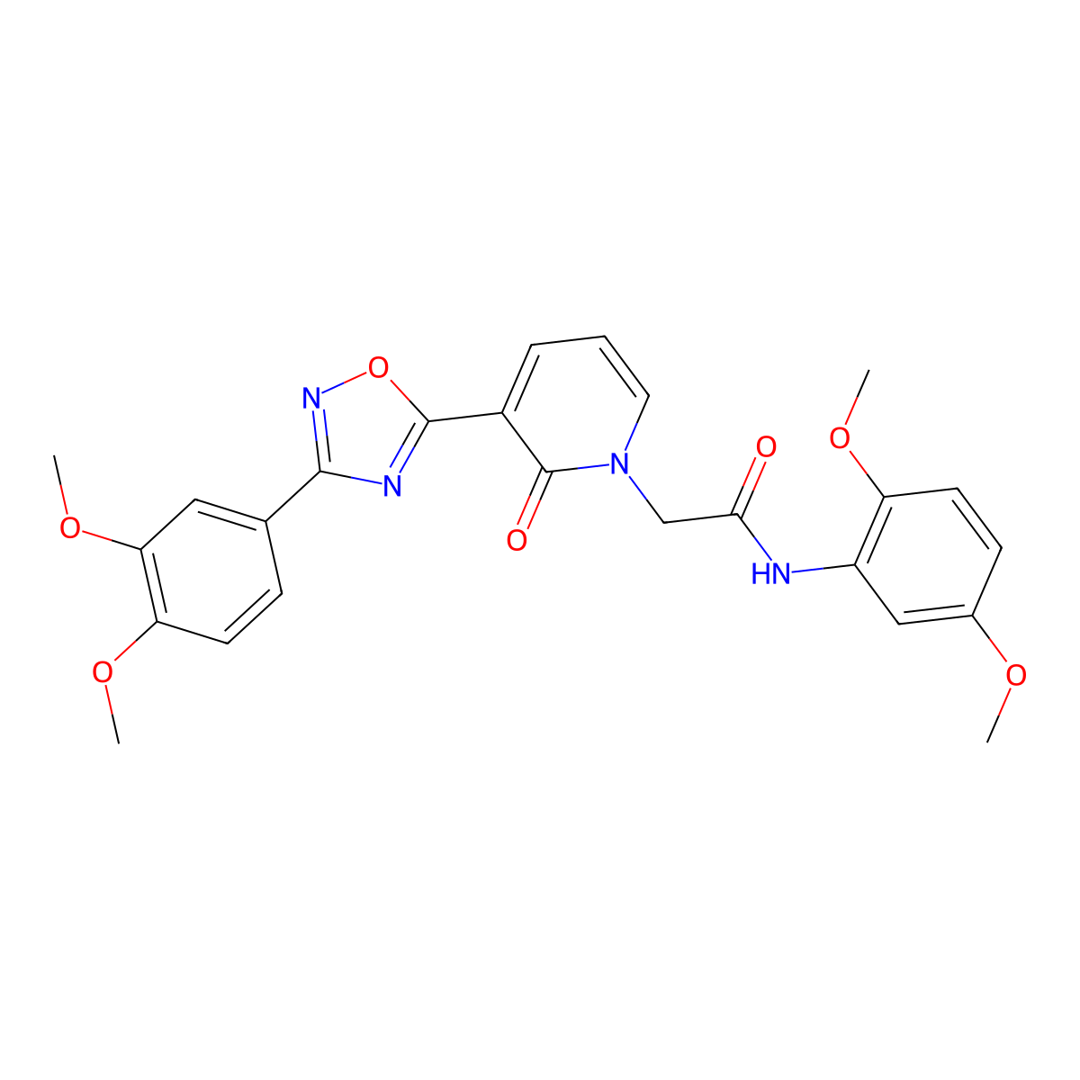 N-(2,5-dimethoxyphenyl)-2-(3-(3-(3,4-dimethoxyphenyl)-1,2,4-oxadiazol-5-yl)-2-oxopyridin-1(2H)-yl)acetamide molecular structure, CAS 1105225-83-9