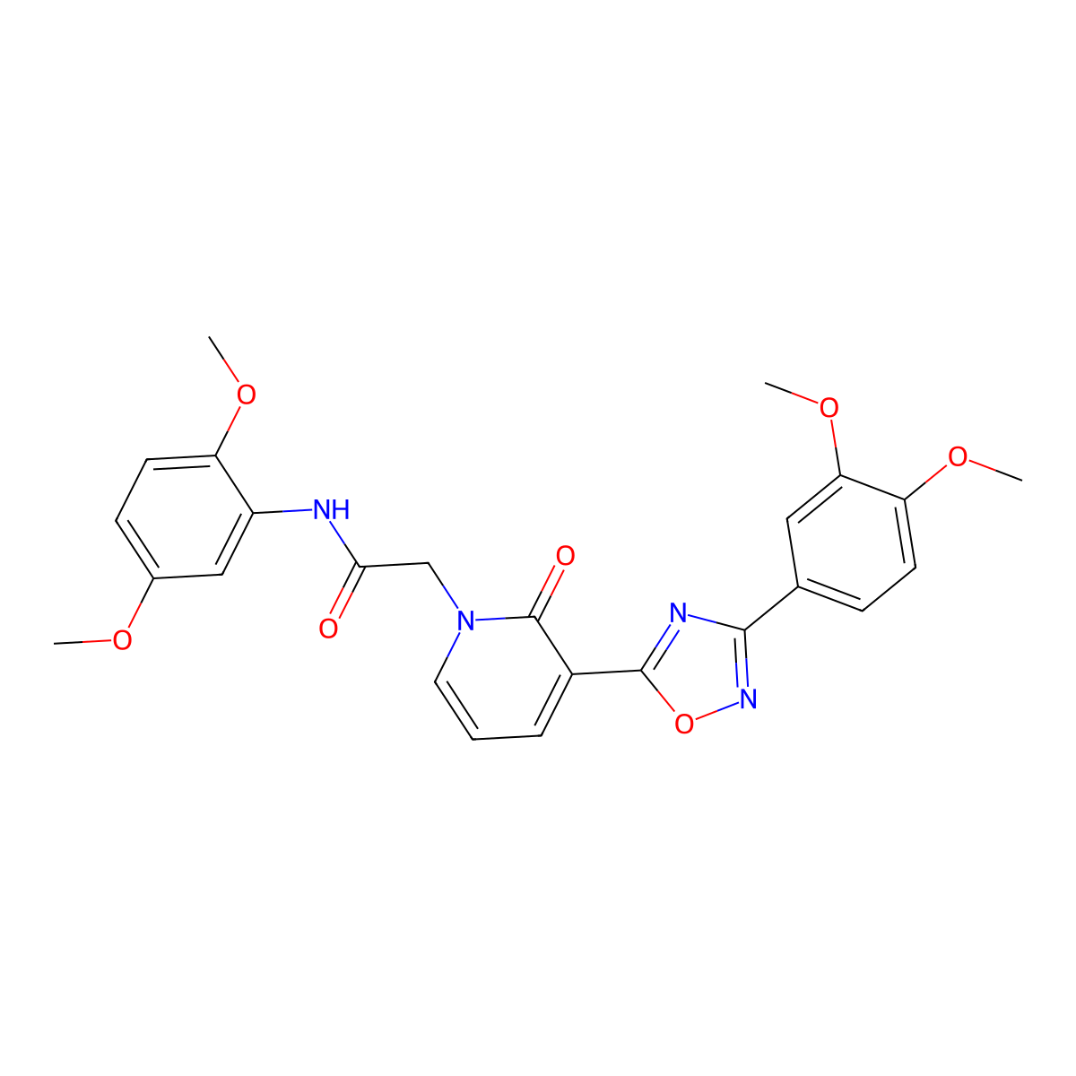 N-(2,5-dimethoxyphenyl)-2-(3-(3-(3,4-dimethoxyphenyl)-1,2,4-oxadiazol-5-yl)-2-oxopyridin-1(2H)-yl)acetamide molecular structure, CAS 1105225-83-9
