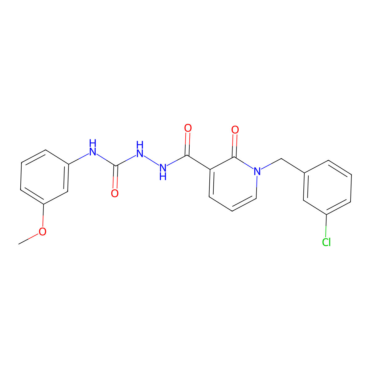 2-(1-(3-chlorobenzyl)-2-oxo-1,2-dihydropyridine-3-carbonyl)-N-(3-methoxyphenyl)hydrazinecarboxamide molecular structure, CAS 1105225-84-0