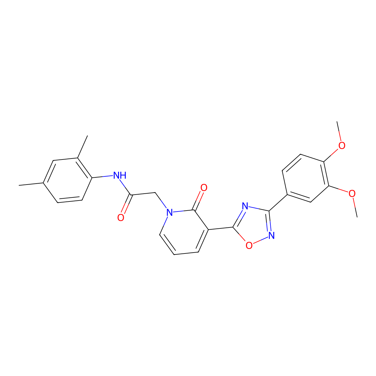 2-(3-(3-(3,4-dimethoxyphenyl)-1,2,4-oxadiazol-5-yl)-2-oxopyridin-1(2H)-yl)-N-(2,4-dimethylphenyl)acetamide molecular structure, CAS 1105225-93-1