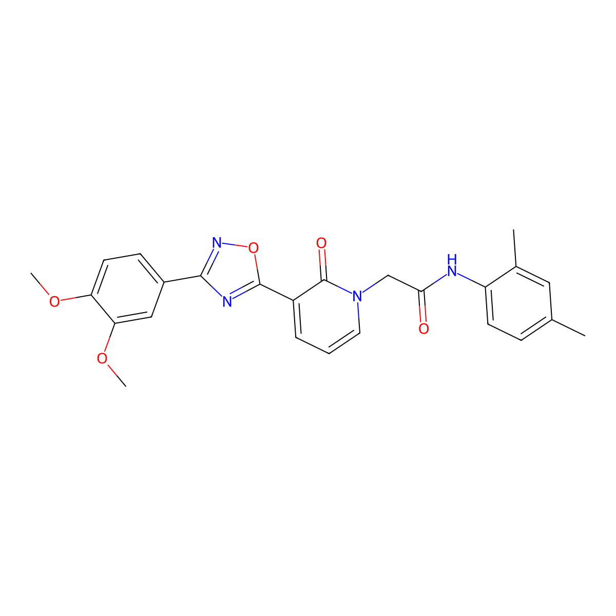 2-(3-(3-(3,4-dimethoxyphenyl)-1,2,4-oxadiazol-5-yl)-2-oxopyridin-1(2H)-yl)-N-(2,4-dimethylphenyl)acetamide molecular structure, CAS 1105225-93-1