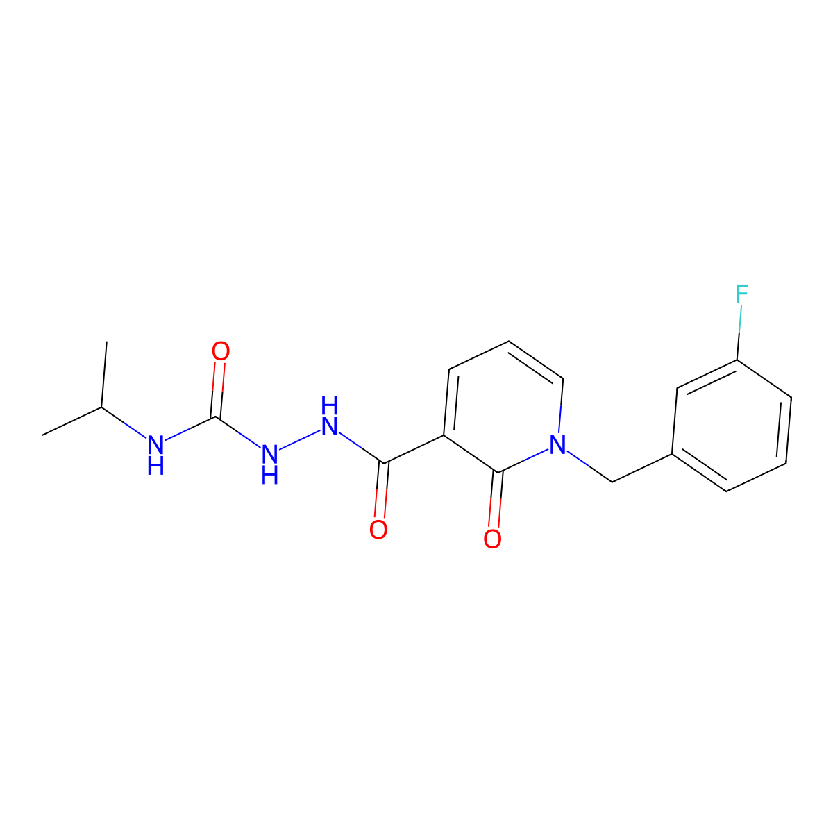 2-(1-(3-fluorobenzyl)-2-oxo-1,2-dihydropyridine-3-carbonyl)-N-isopropylhydrazinecarboxamide molecular structure, CAS 1105225-94-2