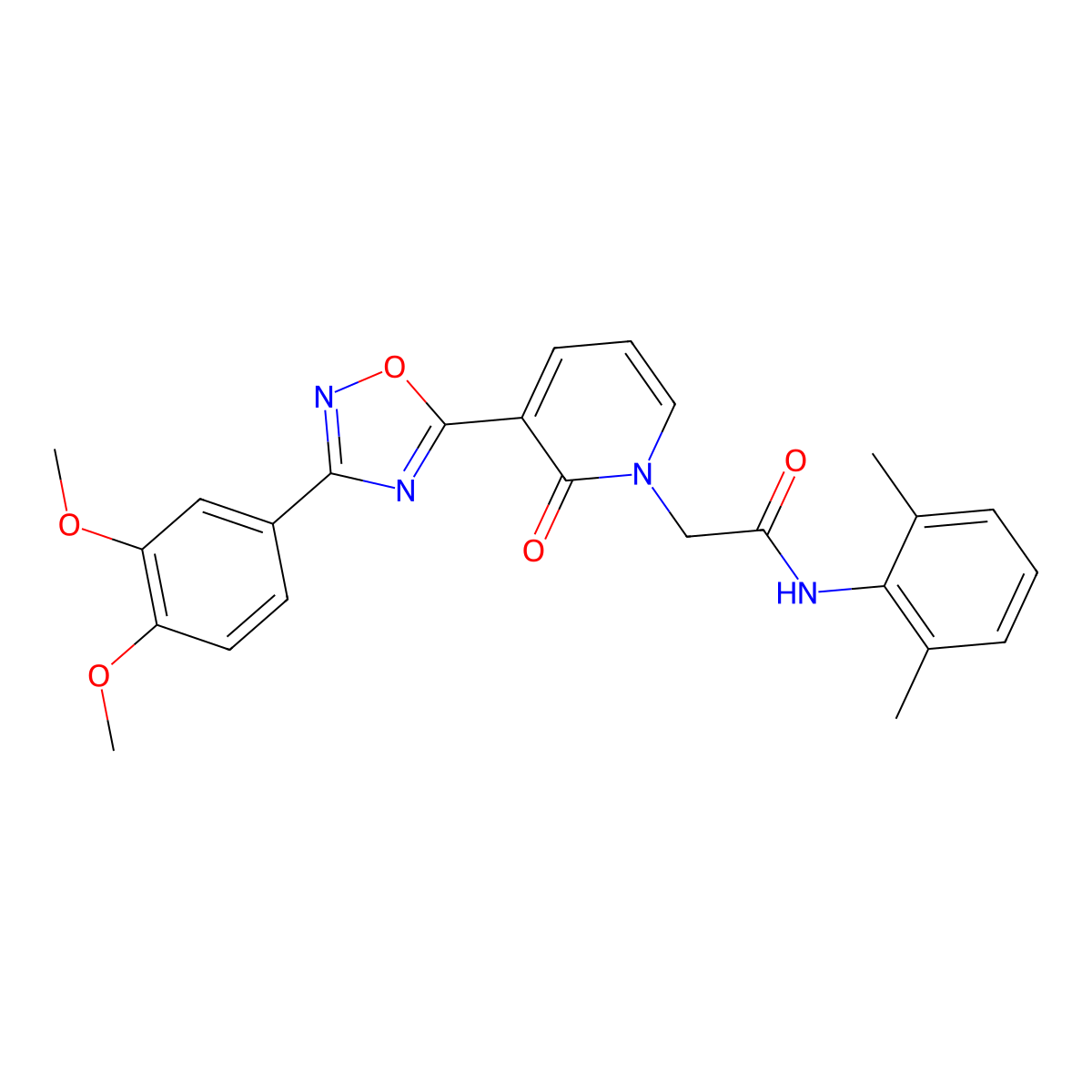2-[3-[3-(3,4-dimethoxyphenyl)-1,2,4-oxadiazol-5-yl]-2-oxopyridin-1(2H)-yl]-N-(2,6-dimethylphenyl)acetamide molecular structure, CAS 1105225-98-6