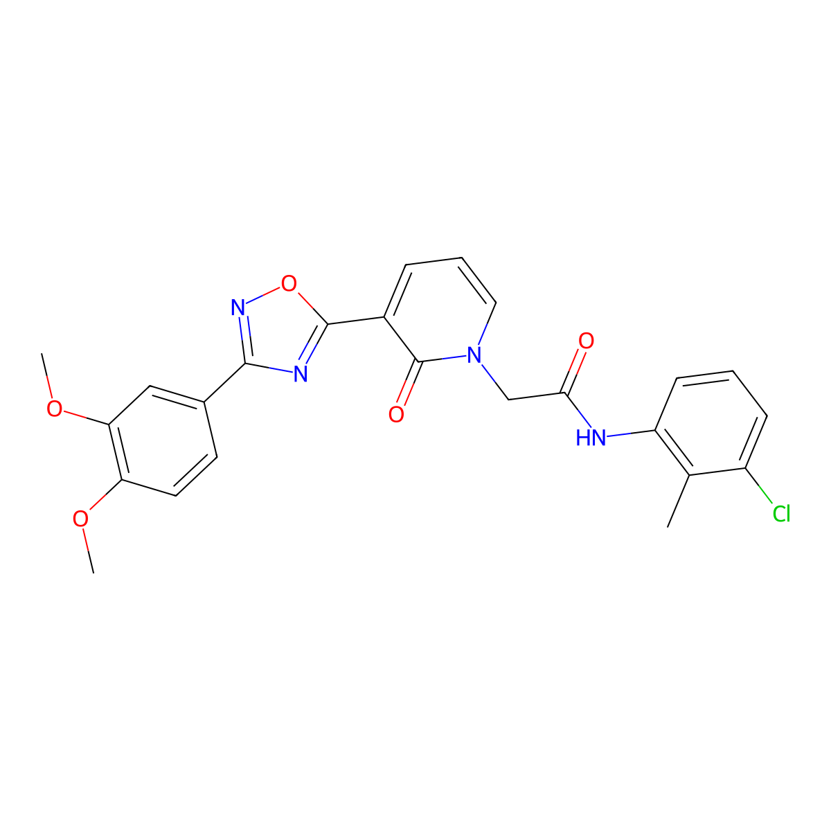 N-(3-chloro-2-methylphenyl)-2-[3-[3-(3,4-dimethoxyphenyl)-1,2,4-oxadiazol-5-yl]-2-oxopyridin-1(2H)-yl]acetamide molecular structure, CAS 1105226-03-6