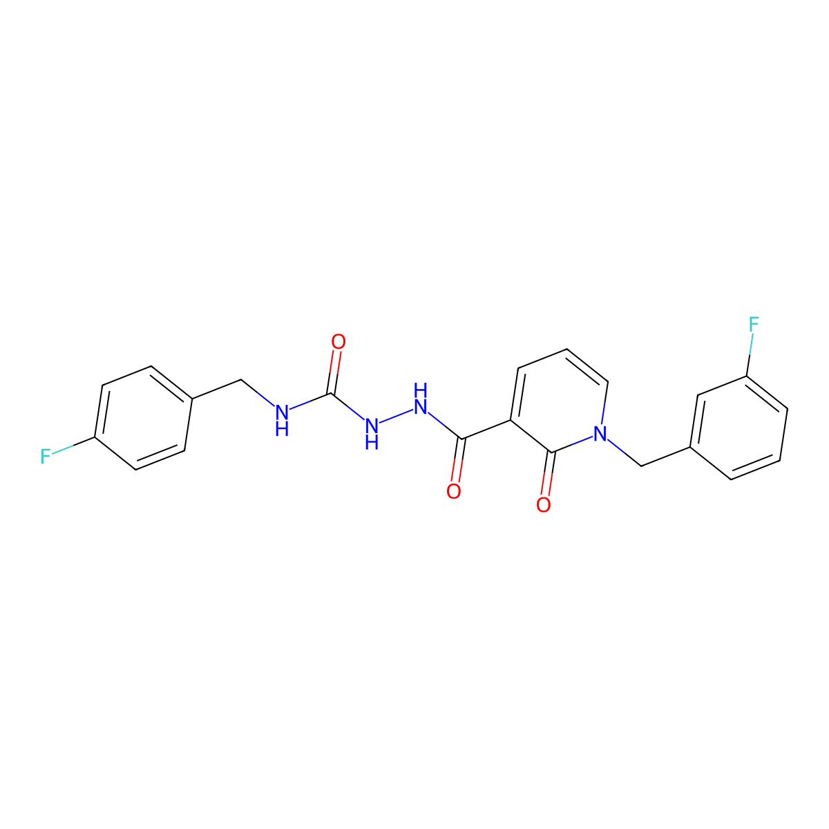 N-(4-fluorobenzyl)-2-(1-(3-fluorobenzyl)-2-oxo-1,2-dihydropyridine-3-carbonyl)hydrazinecarboxamide molecular structure, CAS 1105226-04-7