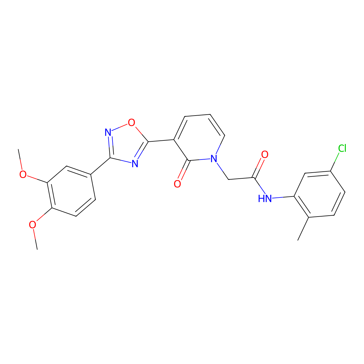 N-(5-chloro-2-methylphenyl)-2-[3-[3-(3,4-dimethoxyphenyl)-1,2,4-oxadiazol-5-yl]-2-oxopyridin-1(2H)-yl]acetamide molecular structure, CAS 1105226-13-8