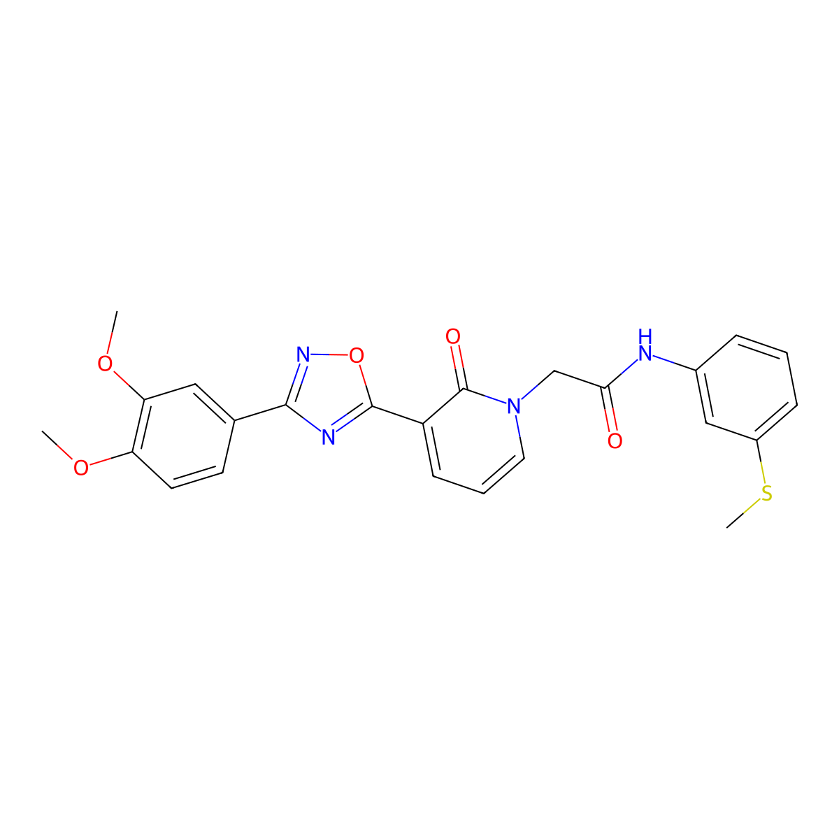 2-(3-(3-(3,4-dimethoxyphenyl)-1,2,4-oxadiazol-5-yl)-2-oxopyridin-1(2H)-yl)-N-(3-(methylthio)phenyl)acetamide molecular structure, CAS 1105226-18-3