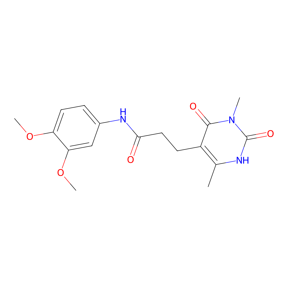 N-(3,4-dimethoxyphenyl)-3-(3,6-dimethyl-2,4-dioxo-1,2,3,4-tetrahydropyrimidin-5-yl)propanamide molecular structure, CAS 1105226-21-8