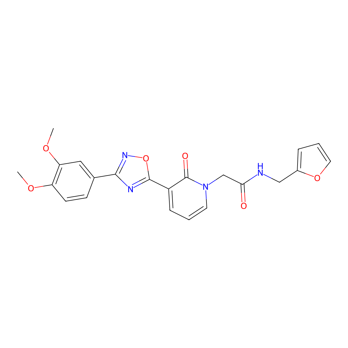 2-(3-(3-(3,4-dimethoxyphenyl)-1,2,4-oxadiazol-5-yl)-2-oxopyridin-1(2H)-yl)-N-(furan-2-ylmethyl)acetamide molecular structure, CAS 1105226-23-0