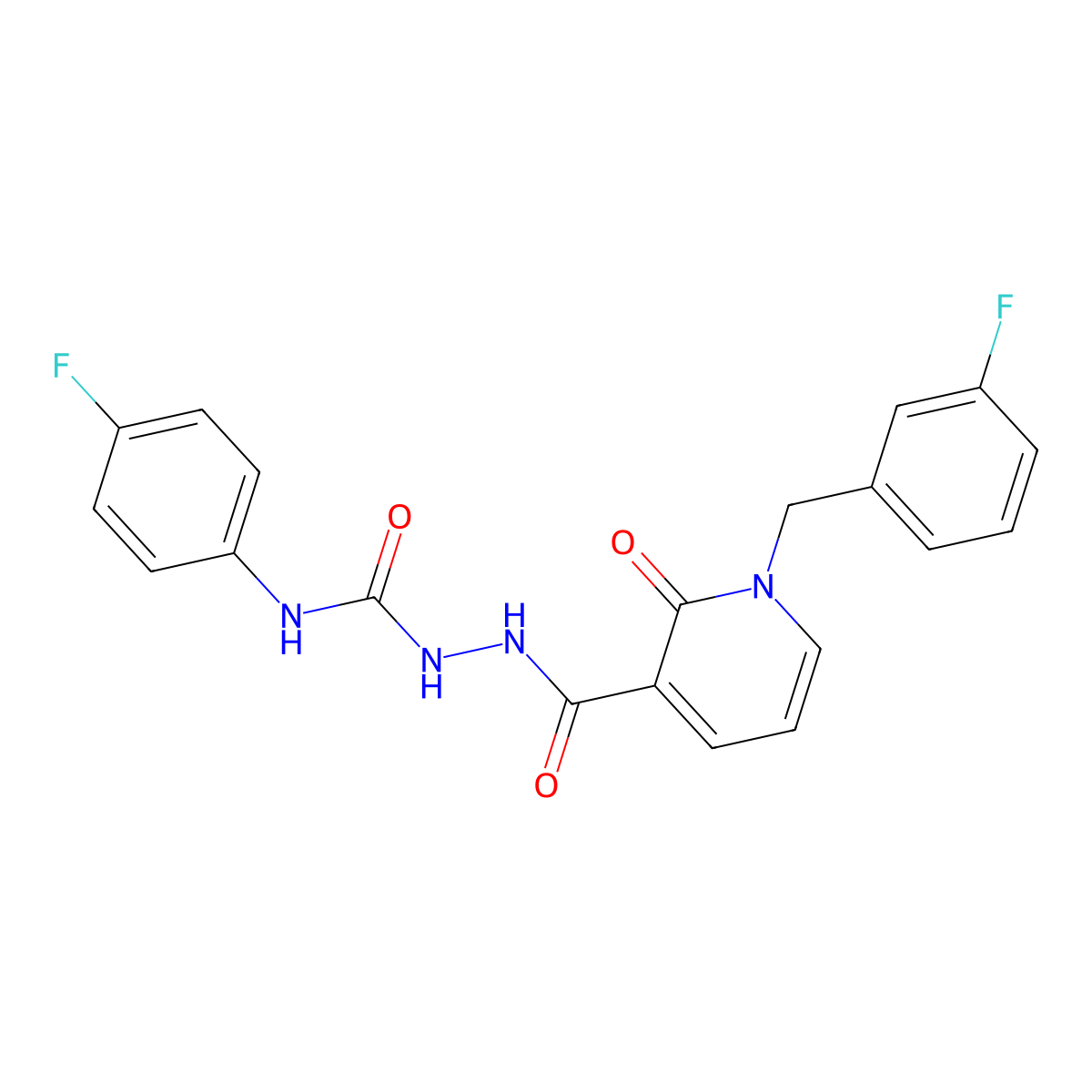 2-(1-(3-fluorobenzyl)-2-oxo-1,2-dihydropyridine-3-carbonyl)-N-(4-fluorophenyl)hydrazinecarboxamide molecular structure, CAS 1105226-24-1