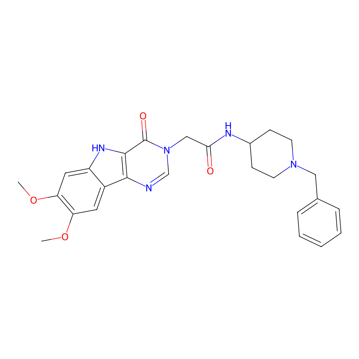 N-(1-benzylpiperidin-4-yl)-2-(7,8-dimethoxy-4-oxo-4,5-dihydro-3H-pyrimido[5,4-b]indol-3-yl)acetamide molecular structure, CAS 1105226-26-3