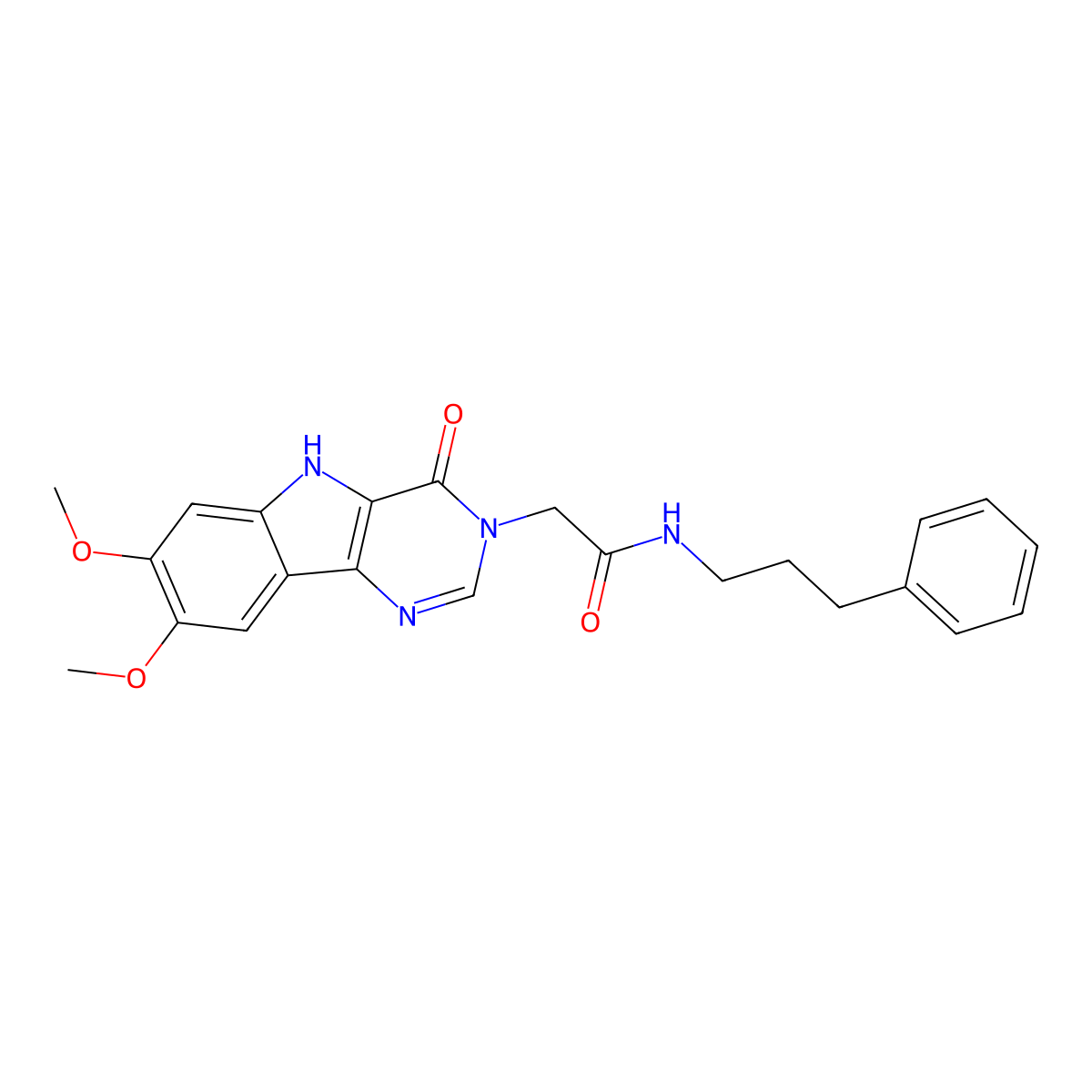 2-(7,8-dimethoxy-4-oxo-4,5-dihydro-3H-pyrimido[5,4-b]indol-3-yl)-N-(3-phenylpropyl)acetamide molecular structure, CAS 1105226-32-1