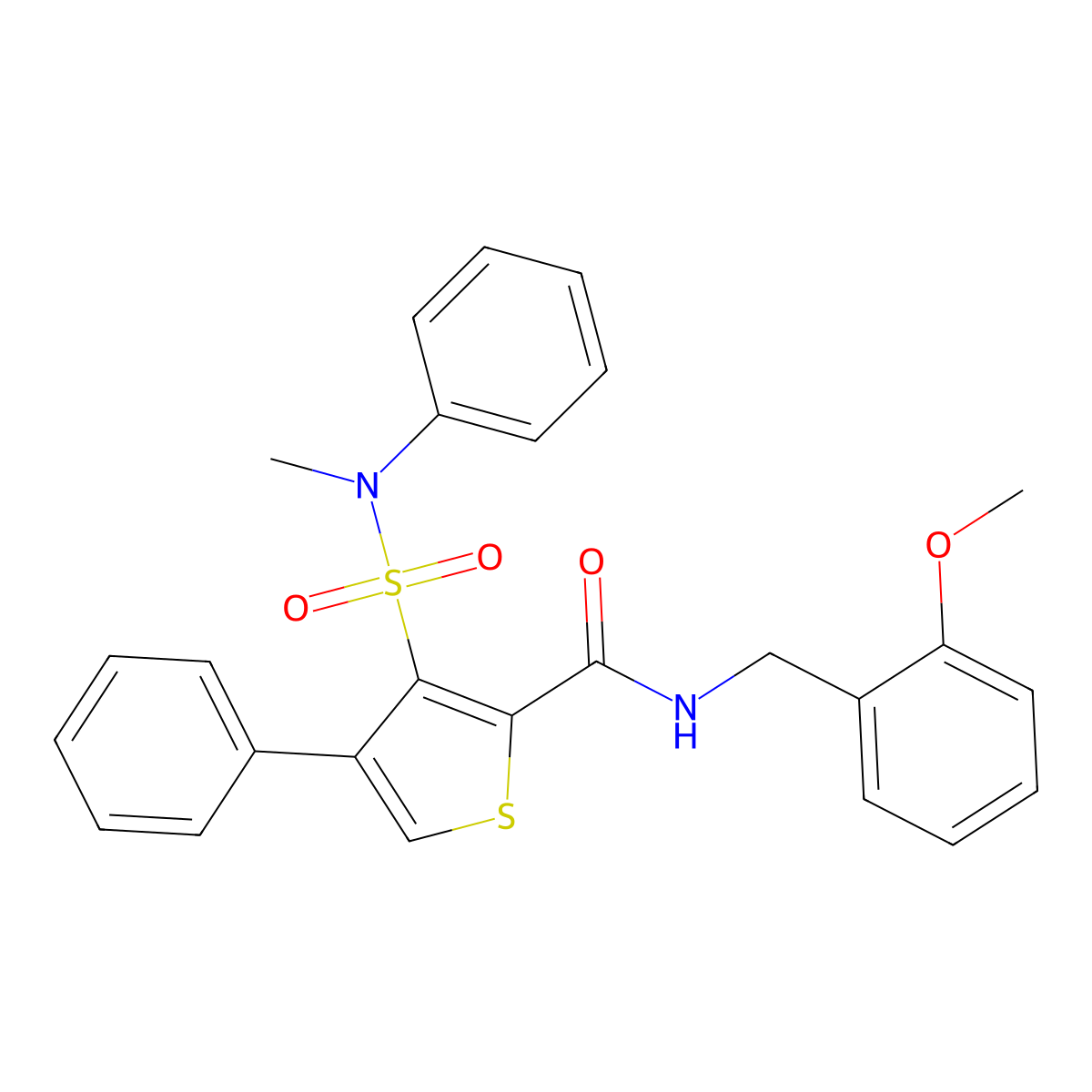 N-[(2-methoxyphenyl)methyl]-3-[methyl(phenyl)sulfamoyl]-4-phenylthiophene-2-carboxamide molecular structure, CAS 1105226-35-4