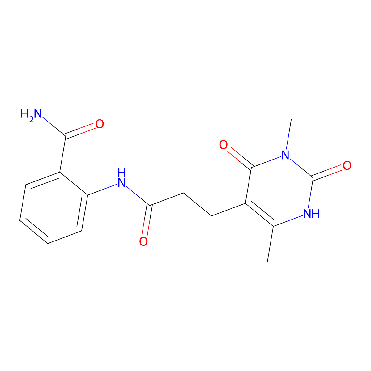 2-(3-(3,6-Dimethyl-2,4-dioxo-1,2,3,4-tetrahydropyrimidin-5-yl)propanamido)benzamide molecular structure, CAS 1105226-39-8