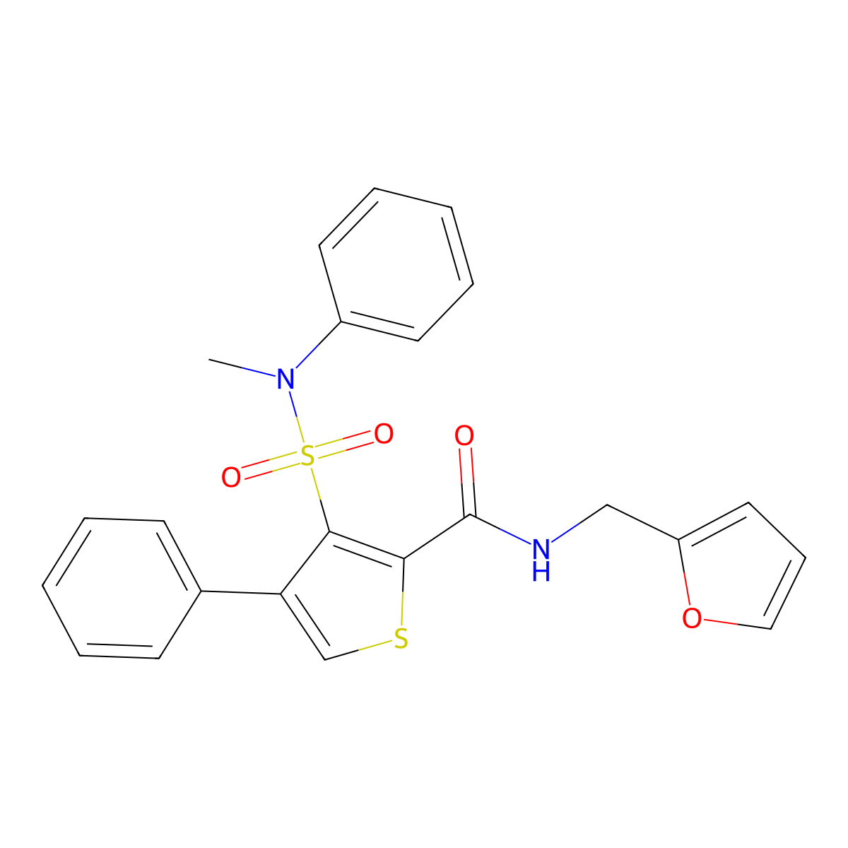 N-(furan-2-ylmethyl)-3-[methyl(phenyl)sulfamoyl]-4-phenylthiophene-2-carboxamide molecular structure, CAS 1105226-41-2