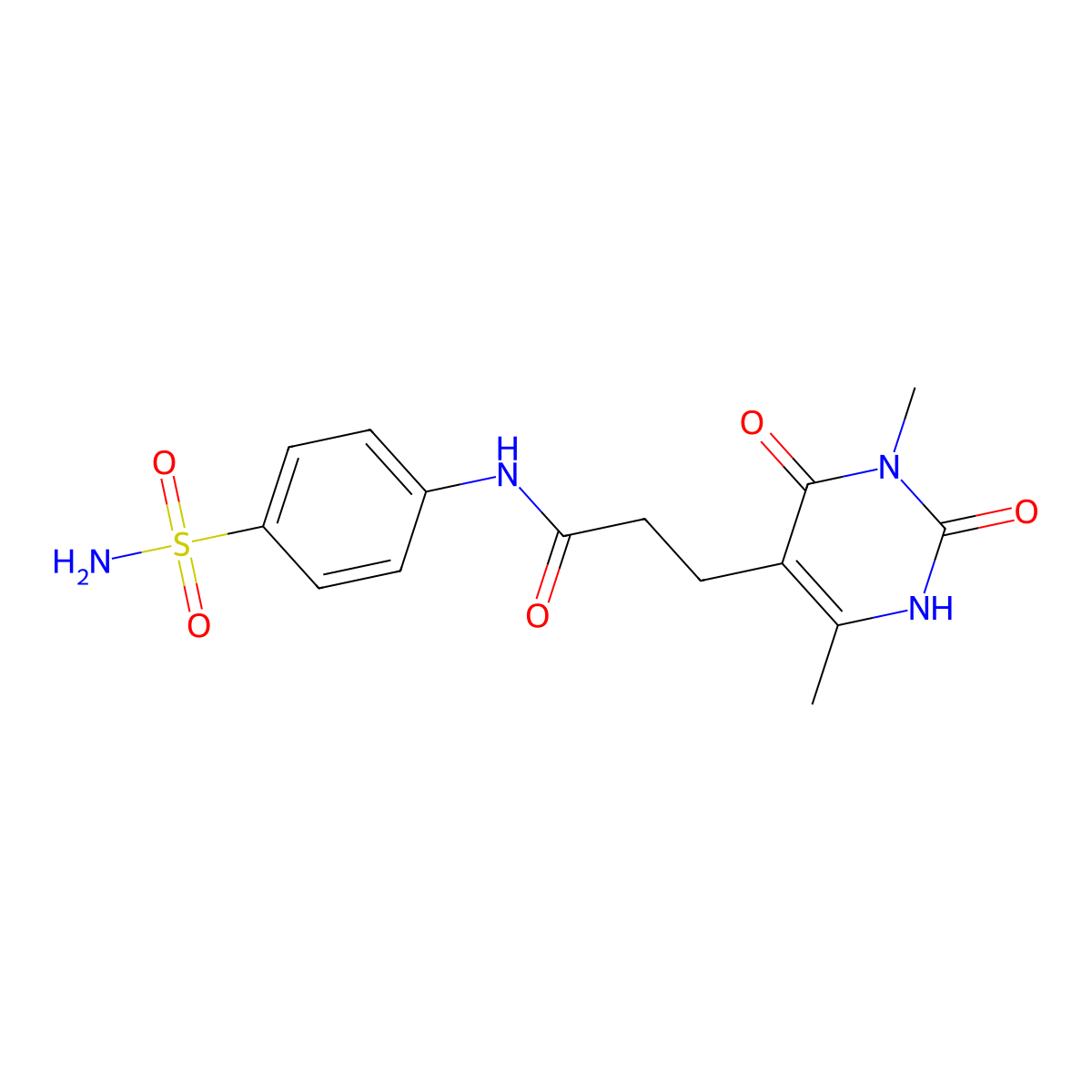 3-(3,6-dimethyl-2,4-dioxo-1,2,3,4-tetrahydropyrimidin-5-yl)-N-(4-sulfamoylphenyl)propanamide molecular structure, CAS 1105226-45-6