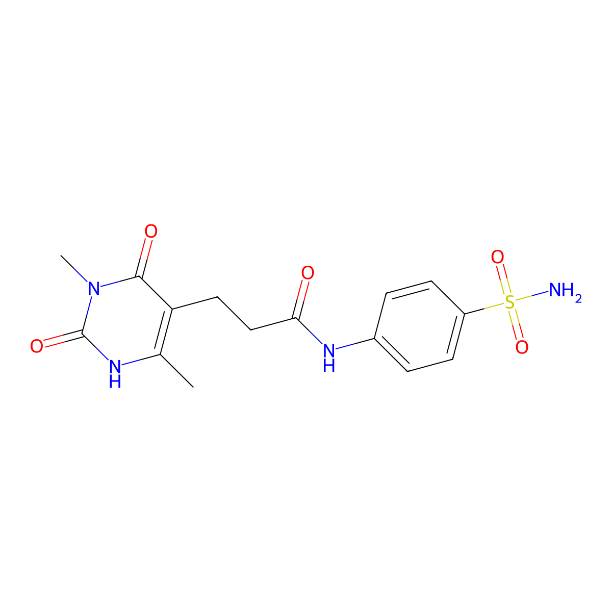 3-(3,6-dimethyl-2,4-dioxo-1,2,3,4-tetrahydropyrimidin-5-yl)-N-(4-sulfamoylphenyl)propanamide molecular structure, CAS 1105226-45-6