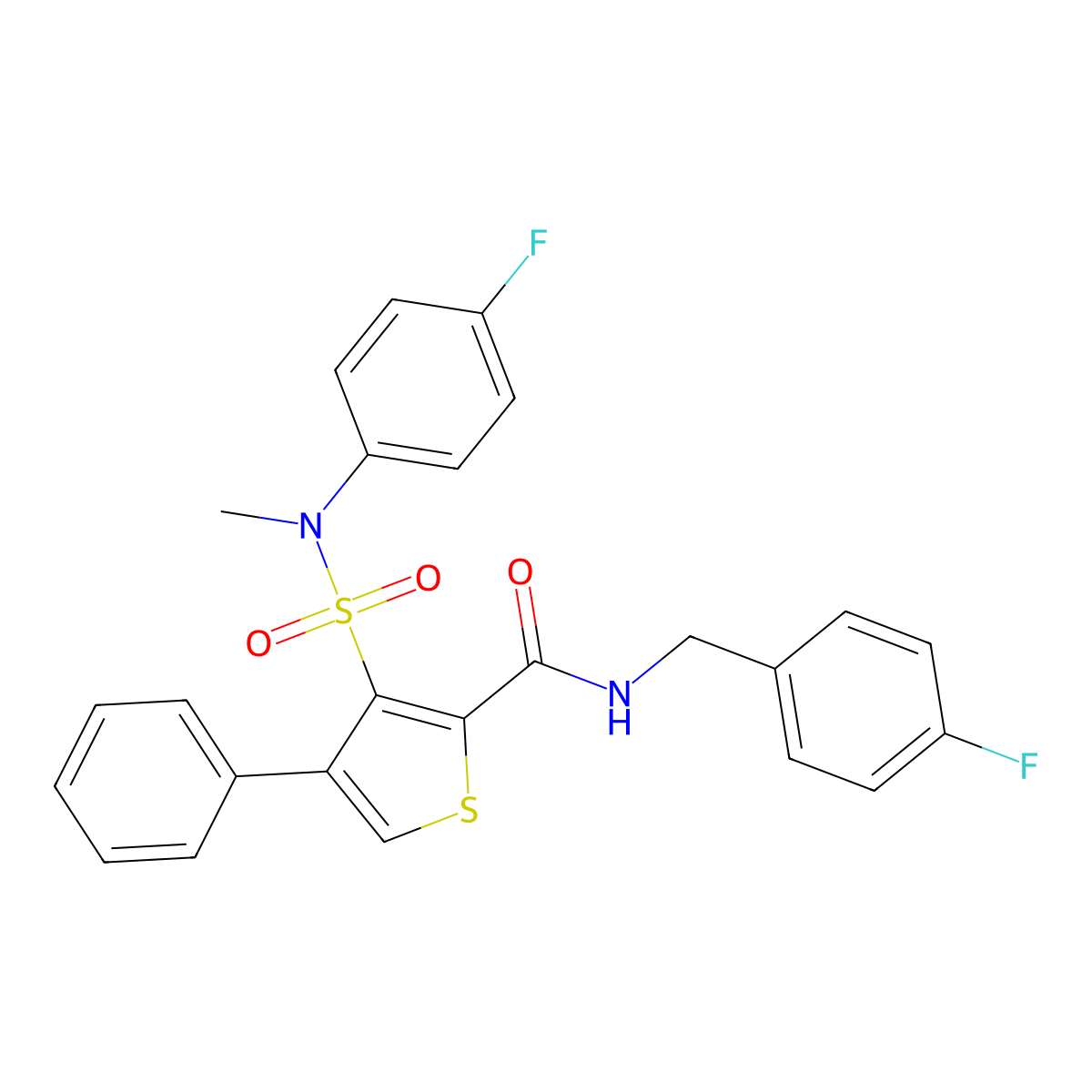 N-(4-fluorobenzyl)-3-[(4-fluorophenyl)(methyl)sulfamoyl]-4-phenylthiophene-2-carboxamide molecular structure, CAS 1105226-47-8