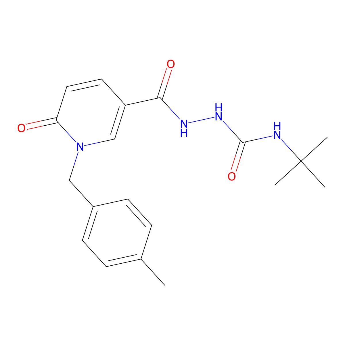 N-(tert-butyl)-2-(1-(4-methylbenzyl)-6-oxo-1,6-dihydropyridine-3-carbonyl)hydrazinecarboxamide molecular structure, CAS 1105226-48-9